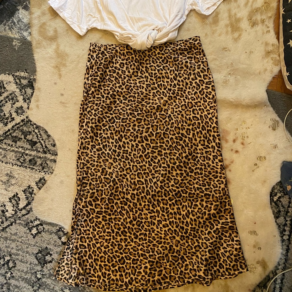 Satin cheetah mini skirt.